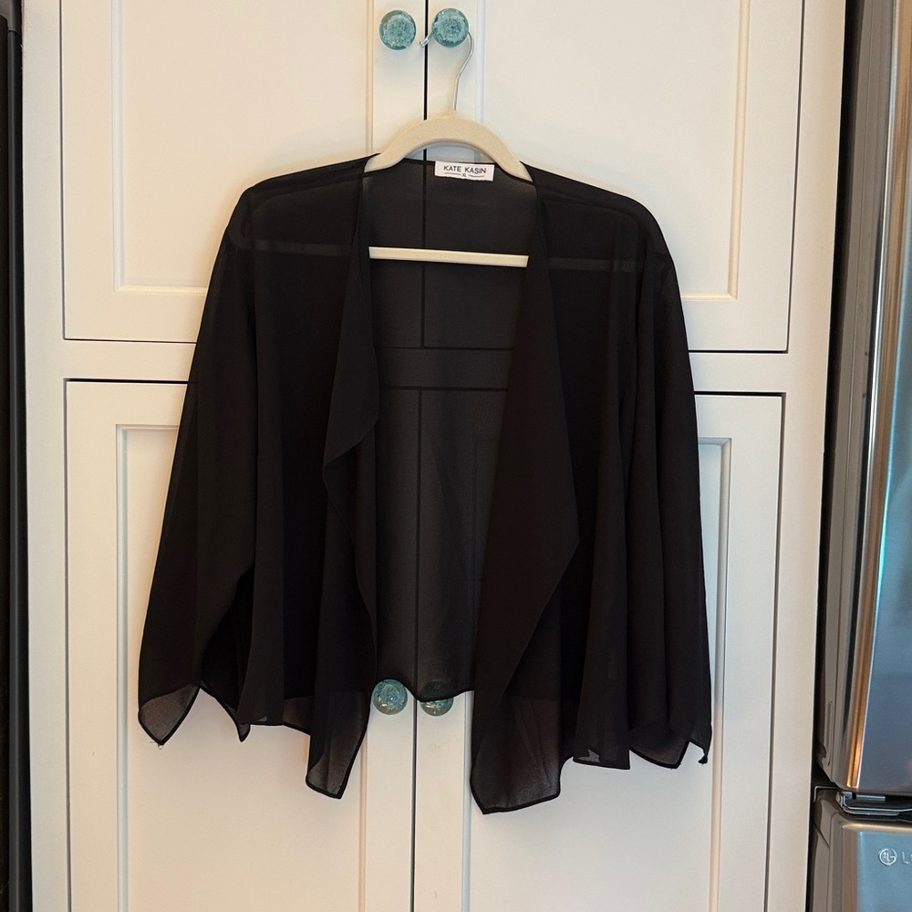 Black Sheer Open Front Cardigan